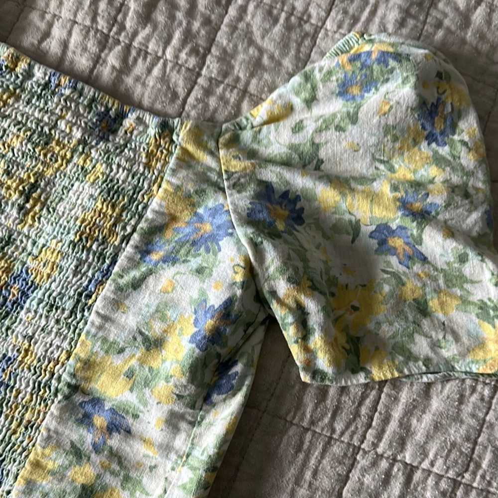 Abercrombie & Fitch Floral Cotton Puff Sleeve Top